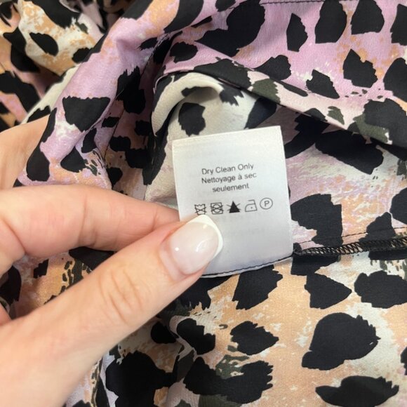 Veronica Beard Purple & Orange Animal Print Mockneck Blouse Size 00 - Picture 8 of 8